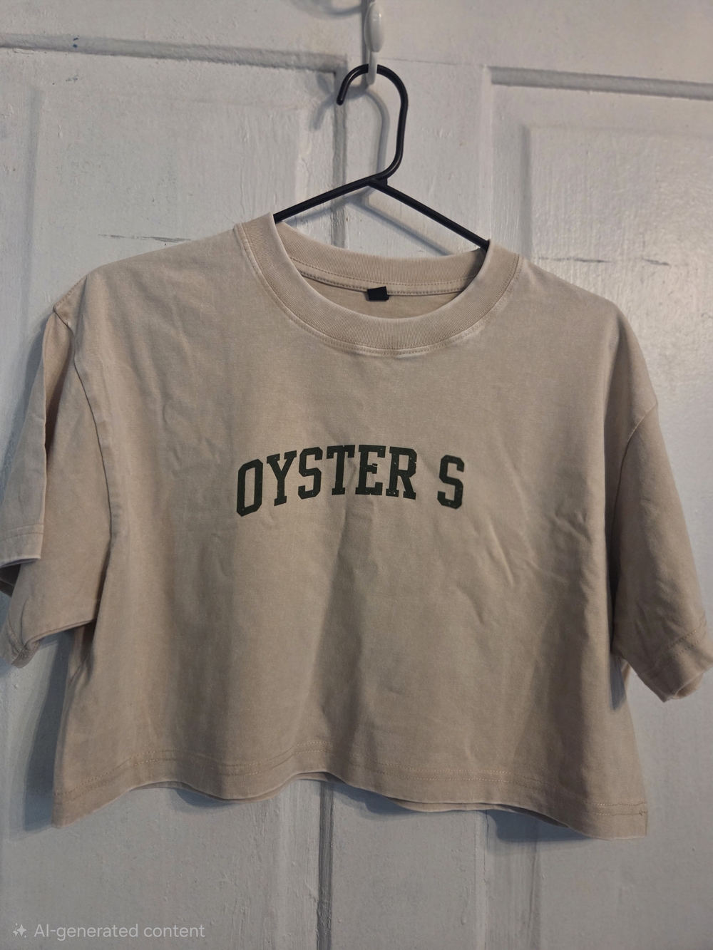 NWOT Oyster S*** Cropped Tee - Beige